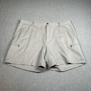 Izod Men's Flat Front Shorts in Light Khaki